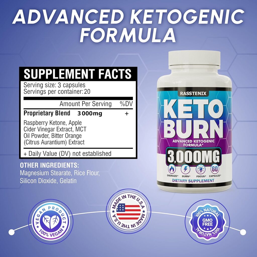 Rasstenix (2 Pack) Keto Pills - Lean Keto Diet Pills - Weight Fat Management Loss - Ultra Fast Prime Keto Supplement for Women and Men - Optimal Max Keto - 120 Capsules