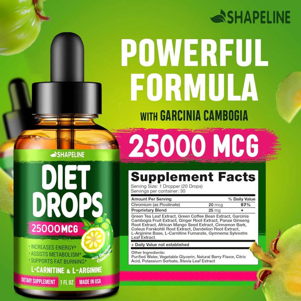 Weight Loss Drops - Appetite Suppressant for Women  Men - Made in The USA - Natural Metabolism Booster - Fast Weight Loss - Diet Drops with Garcinia Cambogia, L-Arginine  L-Glutamine 1 Fl oz