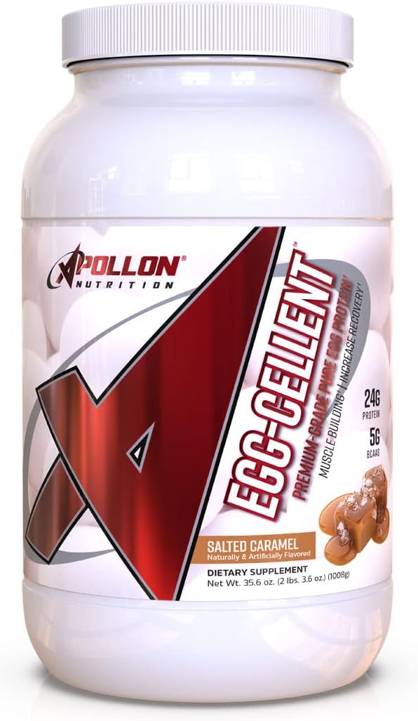 Apollon Nutrition Egg-Cellent | 24g Whole Egg Protein Powder, DRecovery, Energy, Dieting, Muscle Growth, for Men  Women, Dairy Free, Gluten Free, Lactose Free, Keto-Friendly | (Salted Caramel)
