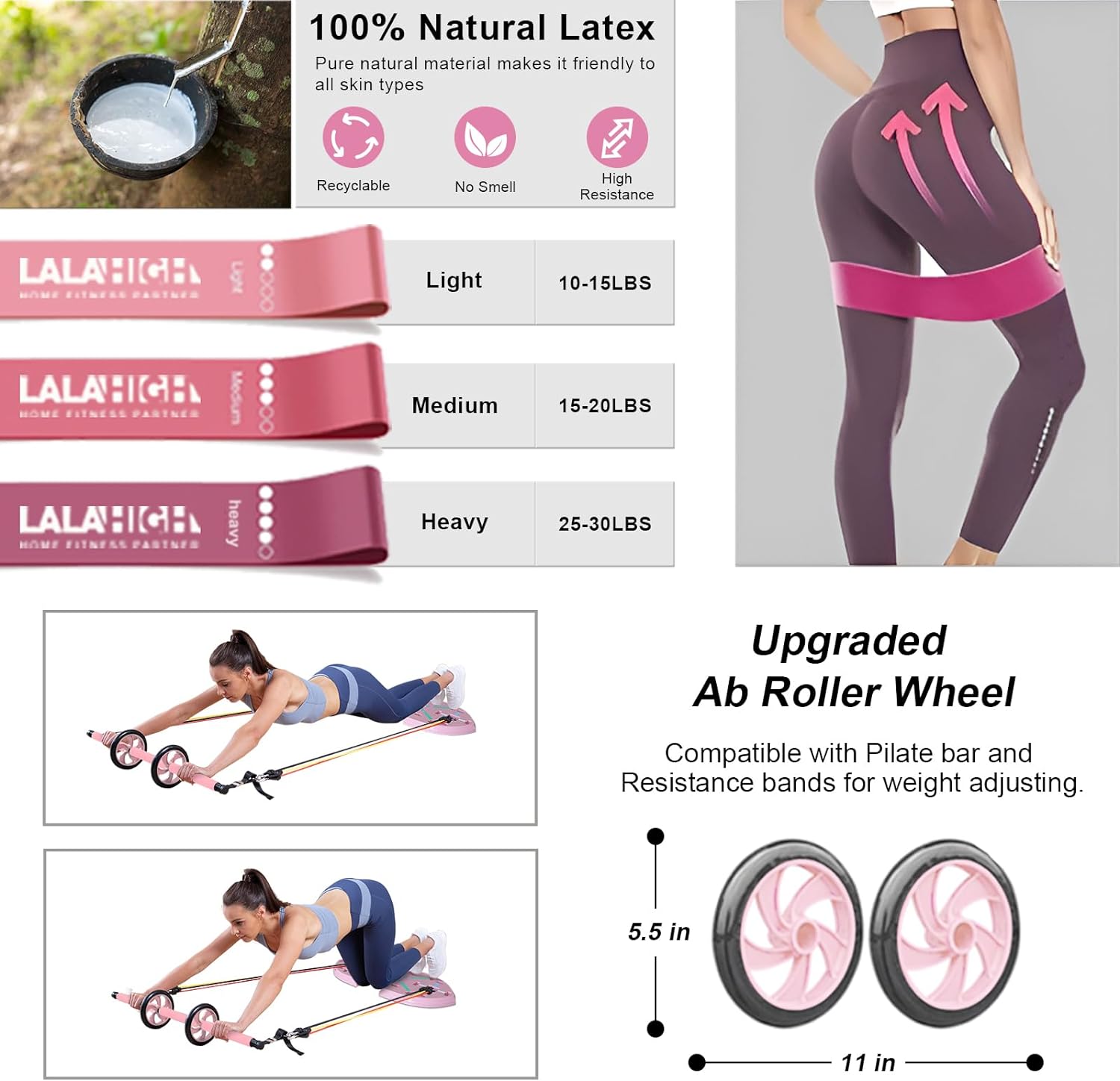 LALAHIGH Home Workout Equipment for Women, Multifunction Push Up Board, Portable Home Gym System with Resistance Bands,Ab Roller Wheel, and 20 Gym Accessories, Professional Strength Training Exercise Equipment For Body Shaping