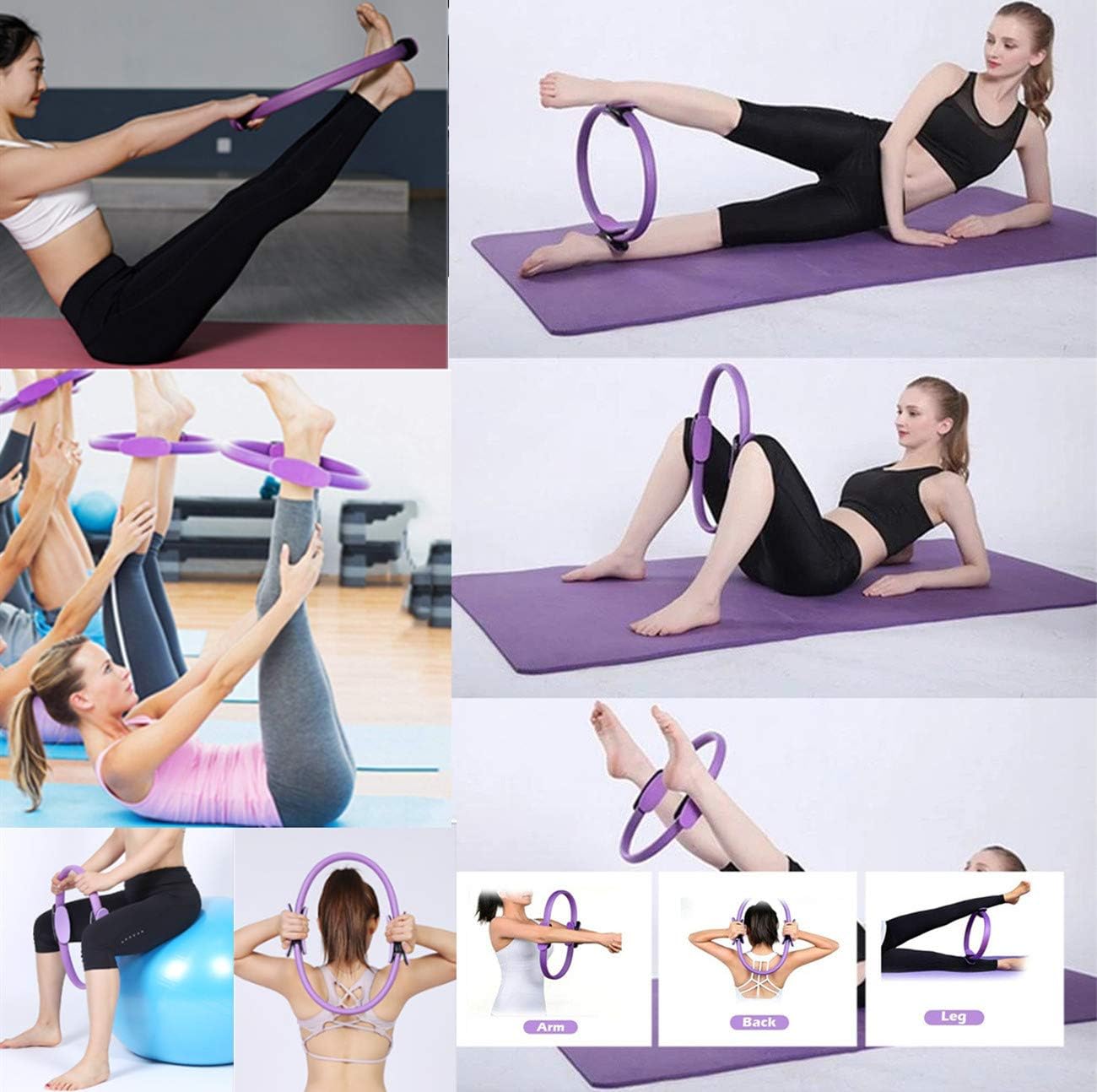 YXILEE 6Pcs Pilates Ring Set for Men - Home Exercise Gym Equipment Women Yoga Circle Ball Stretching Strap Loop Band Non Slip Socks Exercise - Equipment for Home Workout