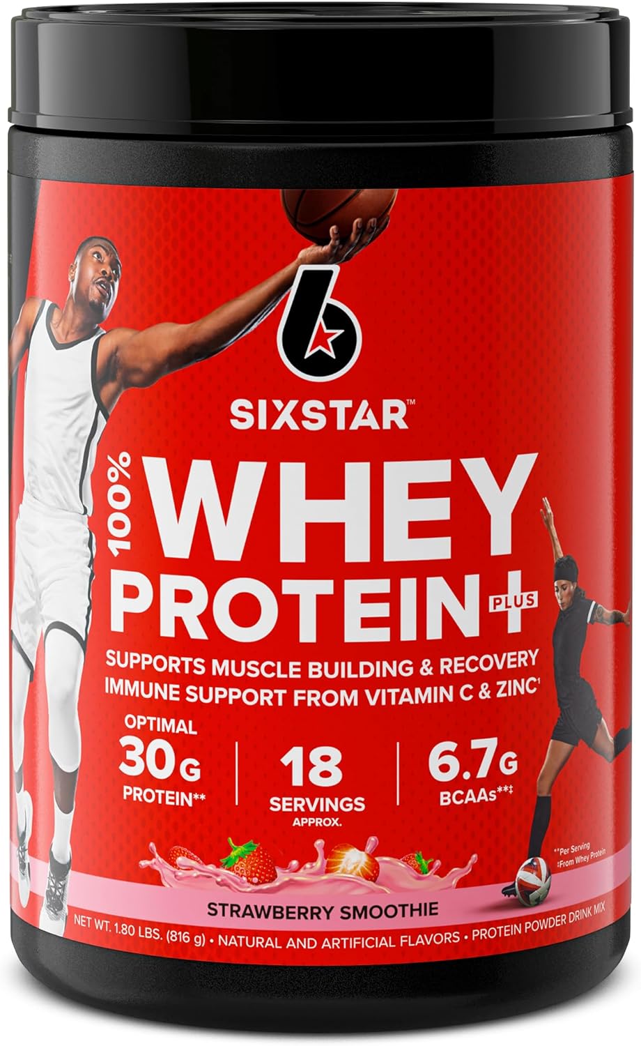 Six Star Whey Protein Powder Whey Protein Plus Whey Protein Isolate  Peptides Lean Protein Powder for Muscle Gain Muscle Builder for Men  Women Strawberry Smoothie, 1.8 lbs, Package Varies