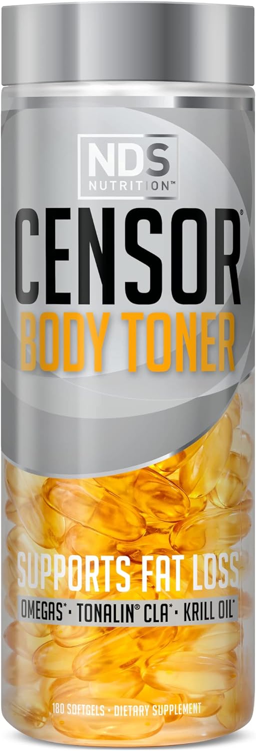 Censor NDS Nutrition Fat Loss and Body Toner with CLA, Fish Oil, Safflower and Omega 3-6-9 Blend - Dietary Supplement for Improved Energy and Health (90 Softgels)