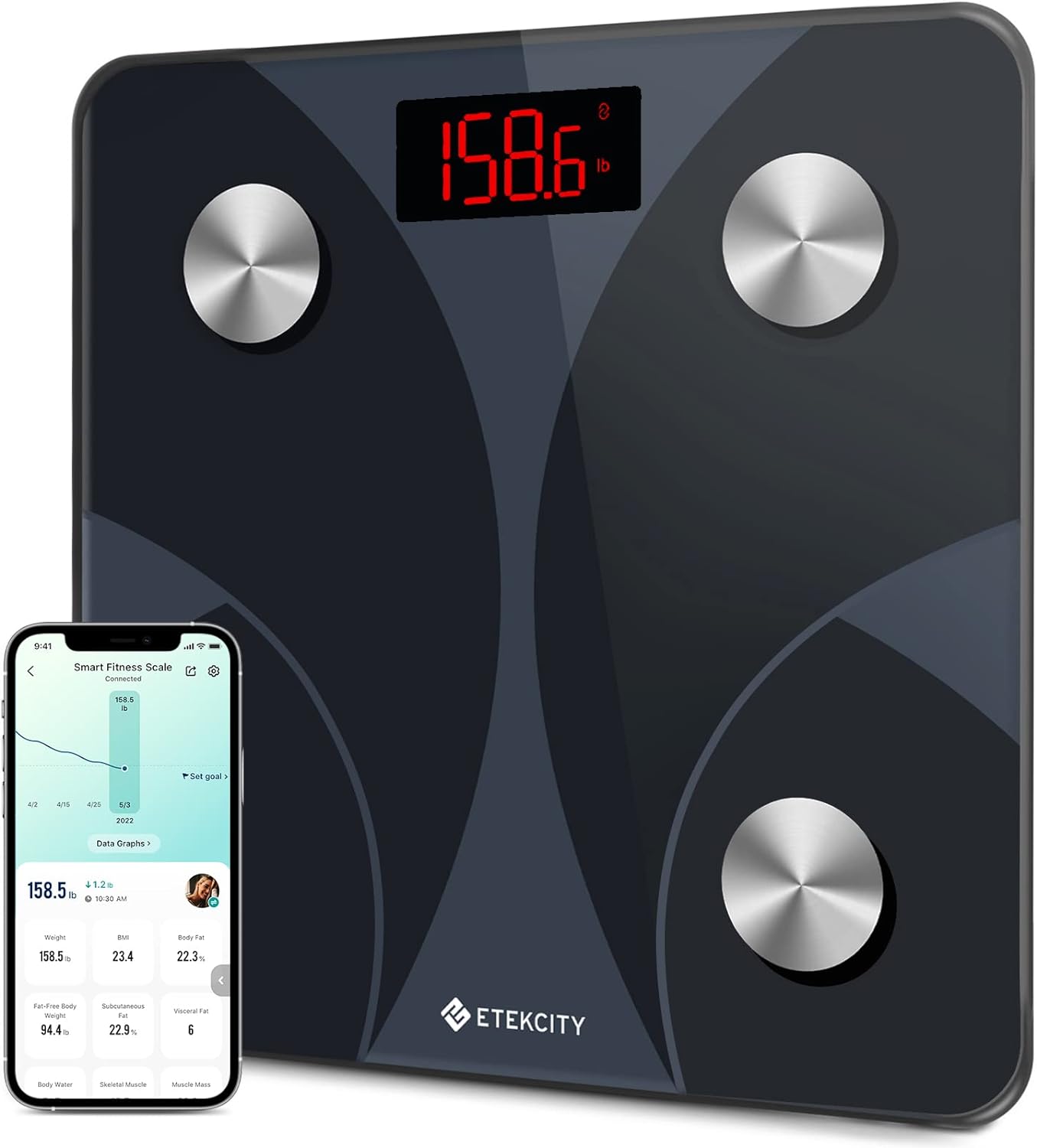 Etekcity FSA HSA Store Eligible Smart Scale for Body Weight Fat, Digital Bathroom Weighing Machine for Accurate BMI Muscle Mass Composition, Home Use Apple Health Compatible Fitness Equipment