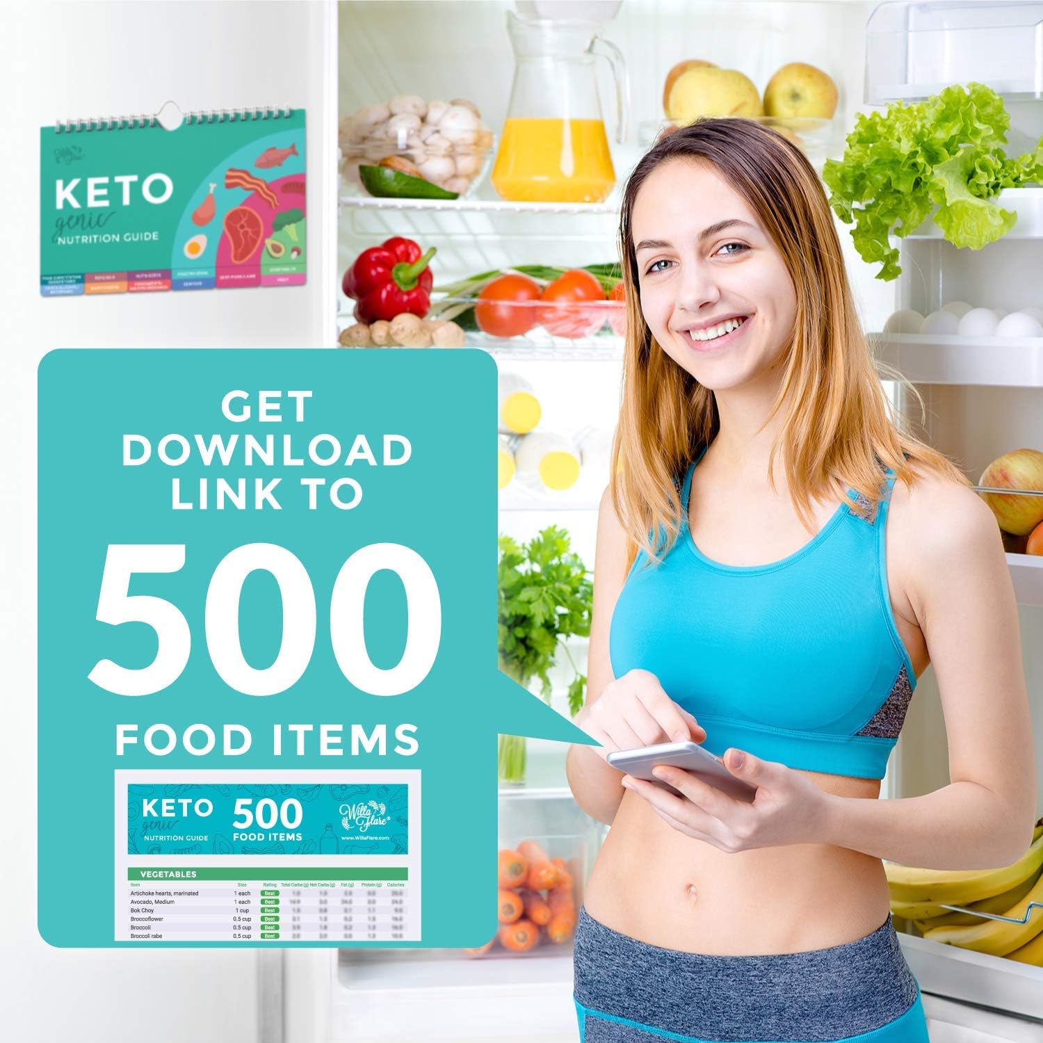 Keto Cheat Sheet Magnets - Easy Reference for 192 Keto Snacks and Foods! Correct Ketogenic Measurements for Your Keto Cookbook - Easy Keto Diet Fridge Guide Plus Extra List of 500 Foods