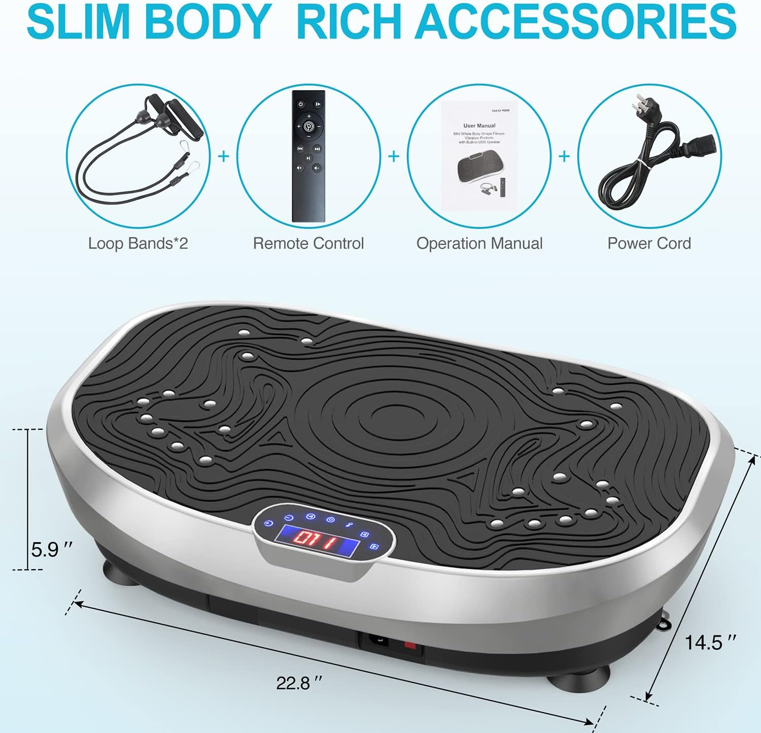 Vibration Plate Exercise Machine Whole Body Workout Power Vibrate Fitness Platform Vibrating Machine Exercise Board for Weight Loss Shaping Toning Wellness Home Gyms Workout